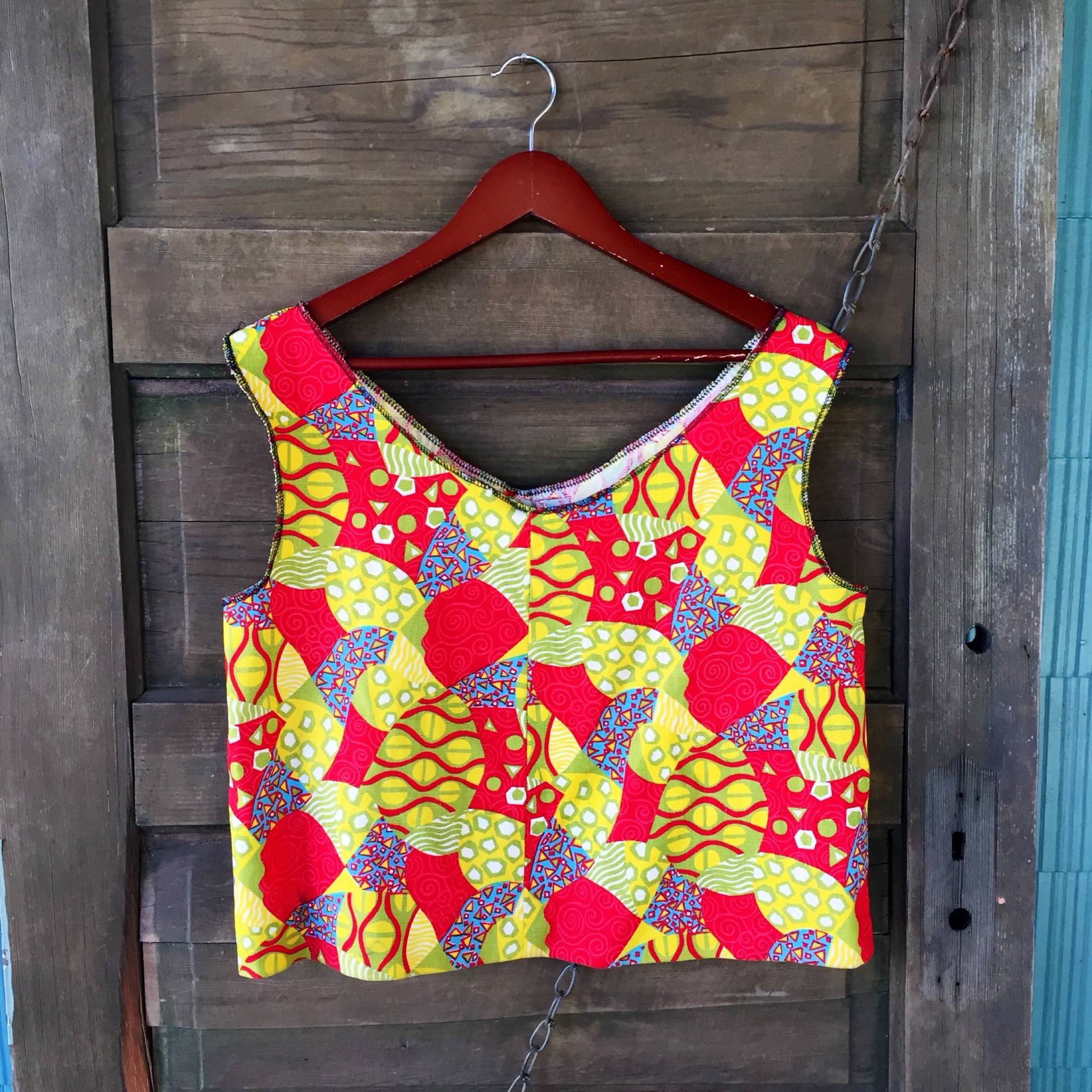 Vintage 60Er Groovy Mod Abstrakter Print Crop Top Tank von FossilizedFeather