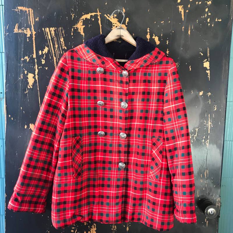 Vintage 60Er Jahre Einzigartige Rot Und Schwarz Karierte Jacke Größe Medium Handarbeit Ooak von FossilizedFeather