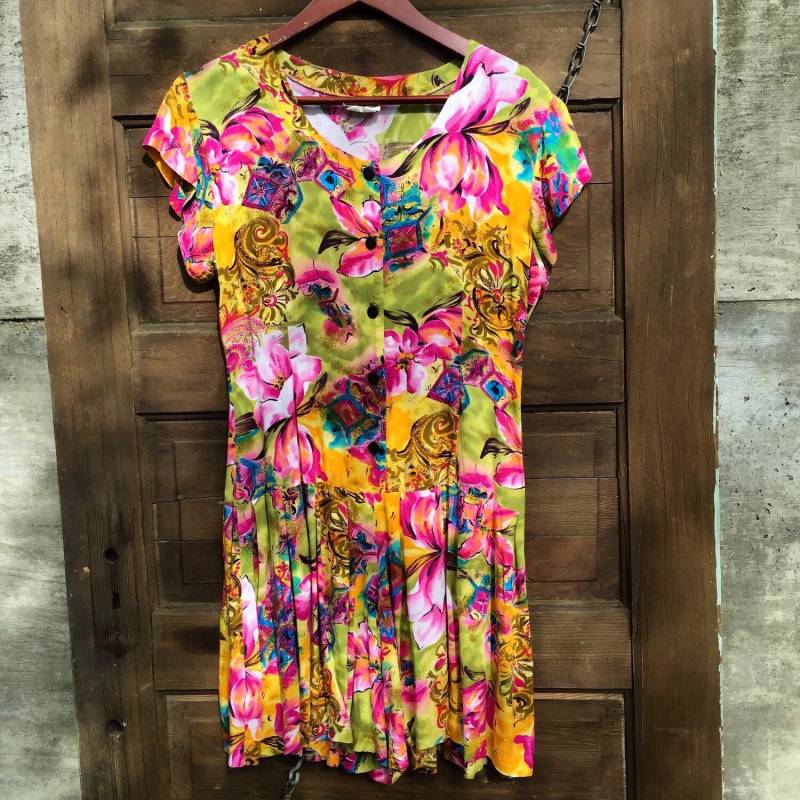 Vintage 80Er Jahre Abstrakter Lily Print Strampler Von Clio Größe Medium von FossilizedFeather