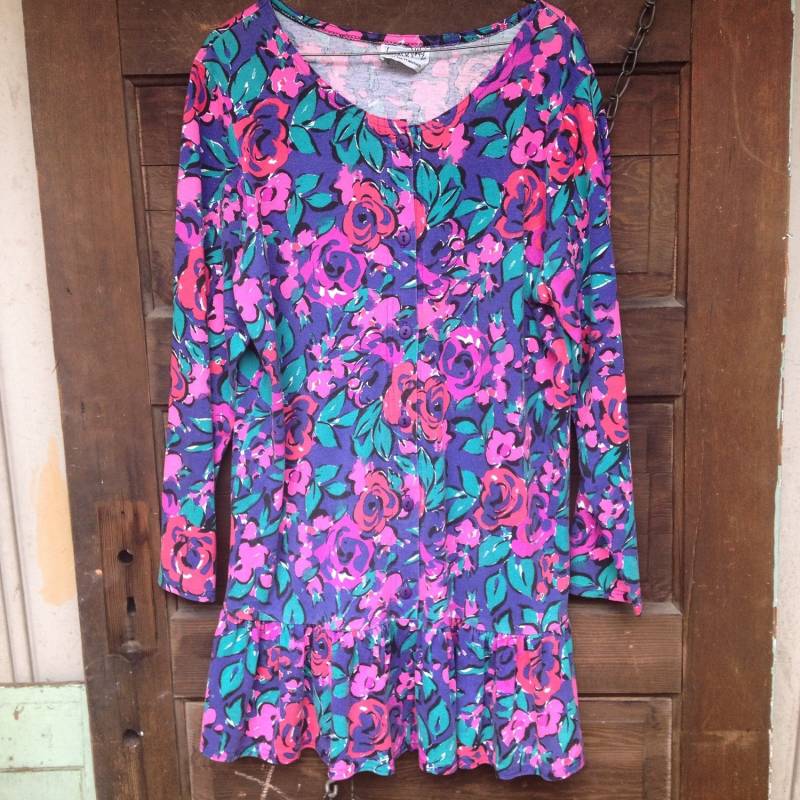 Vintage 80Er Jahre Süßes Blumen Drop Taille Kleid von FossilizedFeather