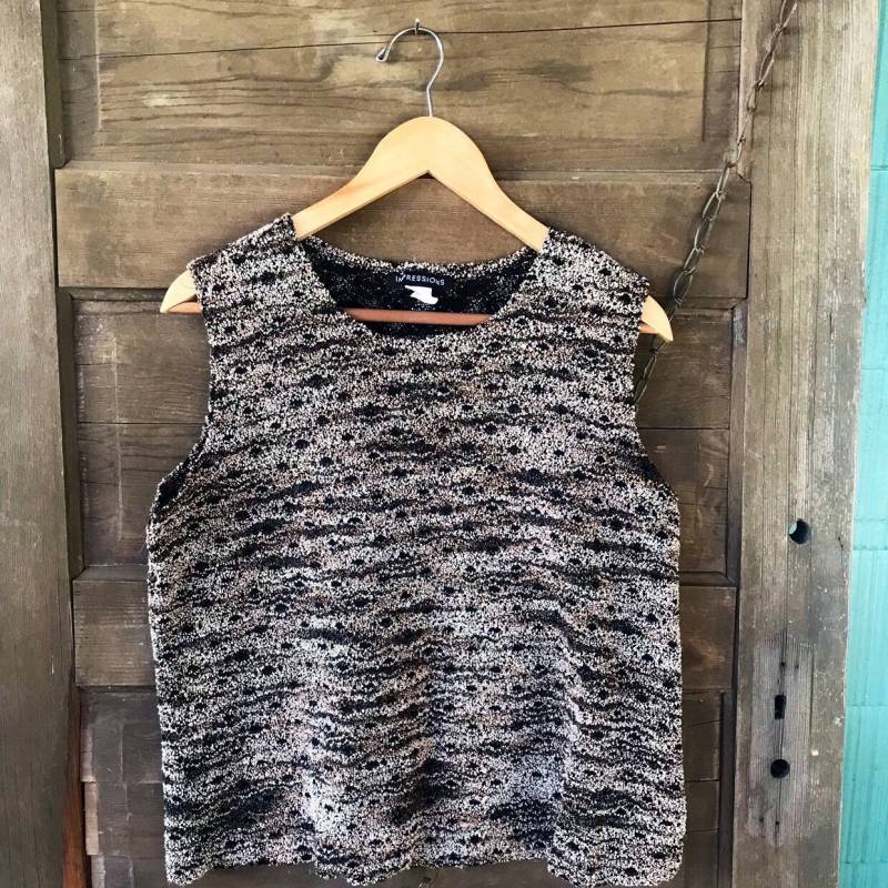 Vintage 90Er Goldtöne Teppich Dehnbar Strukturiert Semi Crop Top Tank Größe Large/Extra Large von FossilizedFeather