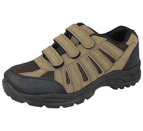 Herren Damen Wanderschuhe Wanderschuhe Trekking-Stil Triple Touch Closestrap Größe 36-47, Braun - braun - Größe: 42 2/3 EU von Foster Footwear