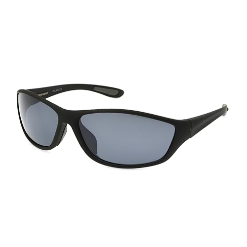 Foster Grant, Herren Backstop Wrap Polarisierte Sonnenbrille, Schwarz/Schwarz, 150 mm, Schwarz, 52 mm, Schwarz, 52 mm Foster Grant, Herren Backstop Wrap Polarisierte Sonnenbrille, Schwarz/Schwarz, 150 mm, Schwarz, 52 mm, Schwarz, 52 mm von Foster Grant