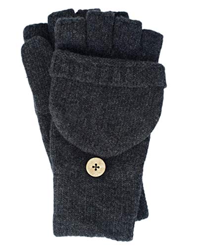 FosterNatur, Damen/Herren Wollhandschuhe mit Klappe, 100% Merino (9, Anthrazit) von FosterNatur