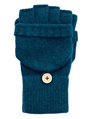 FosterNatur, Damen/Herren Wollhandschuhe Winterhandschuhe mit Klappe, 100% Merino (9, Petrol) von FosterNatur