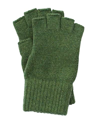 FosterNatur, Damen Fingerlose Wollhandschuhe, 100% Merino (Grün, Gr. 7) von FosterNatur