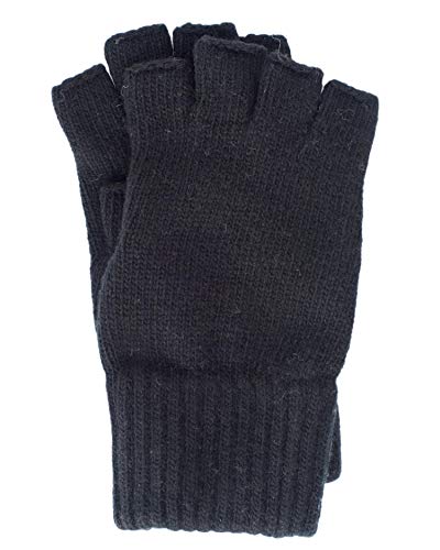 FosterNatur, Damen Fingerlose Wollhandschuhe, 100% Wolle (Schwarz, Gr. 8) von FosterNatur