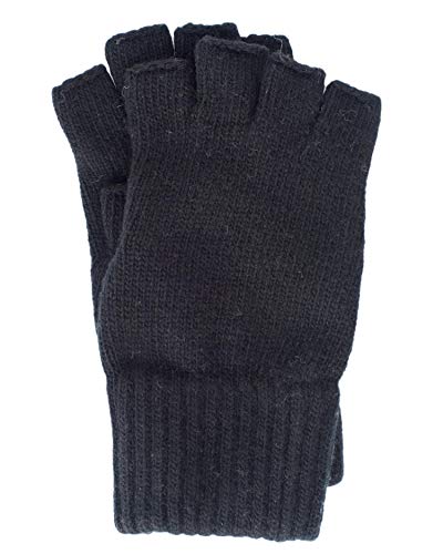 FosterNatur, Herren Handschuhe Fingerlos, 100% Wolle (9, Schwarz) von FosterNatur
