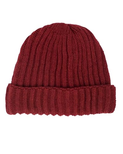 FosterNatur, Merino Damen/Herren Mütze Dickripp, 100% Wolle (Russet red) von FosterNatur