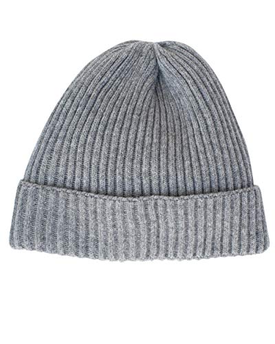 FosterNatur, Merino Damen/Herren Strickmütze Rippe, 100% Wolle (Grau) von FosterNatur