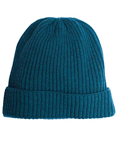 FosterNatur, Merino Damen/Herren Strickmütze Rippe, 100% Wolle (Petrol) von FosterNatur