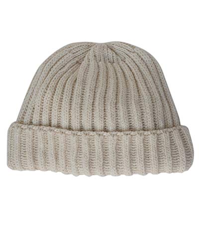 FosterNatur, Merino Strickmütze Rippe Kurzform, 100% Wolle (Beige) von FosterNatur