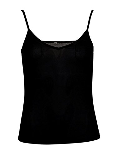 FosterNatur Damen Spaghetti Träger Top, 100% Seide (Schwarz, M) von FosterNatur