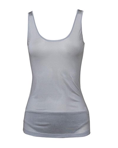 FosterNatur Damen Träger Top, 100% Seiden(Silber, M) von FosterNatur