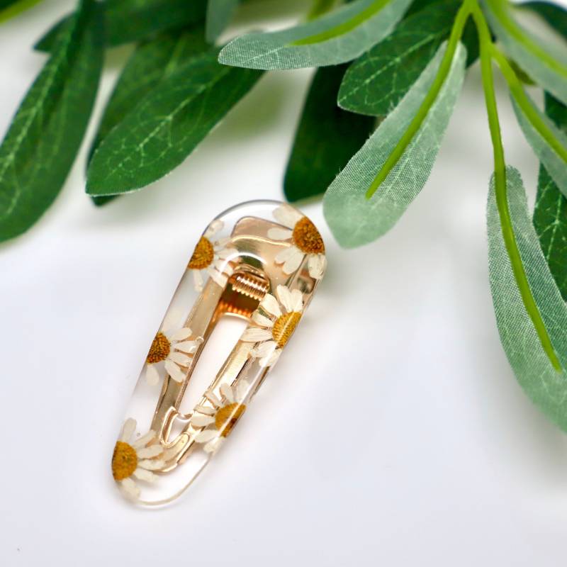 Daisy Haarspange, Echte Gepresste Blumen, Resin Teardrop Haarspange Daisy Haarspange, Echte Gepresste Blumen, Resin Teardrop Haarspange von FosteringFlowers