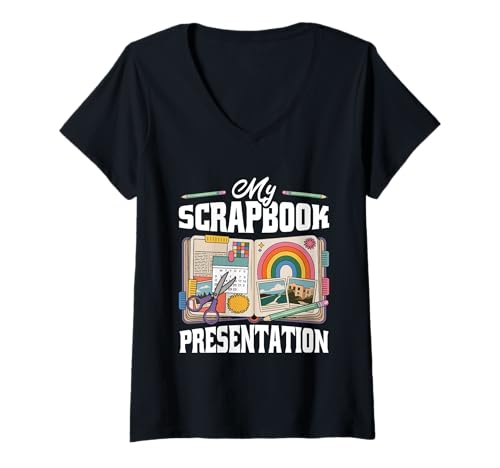 Damen Tolles Scrapbooking Apparel Männer Frauen Kinder Bastel Fans T-Shirt mit V-Ausschnitt von Foto Album Journal Scrapbooking
