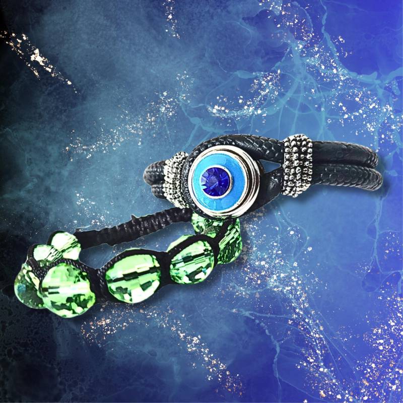2 Armbänder, Shamballa | Grüne Facettensteine Und Chunks Beads Buttons Clicks von FotoBuchSHOP