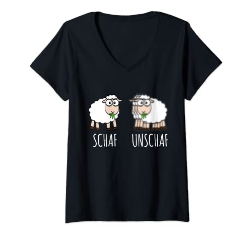 Damen Schaf Unschaf Wortwitz Wortspiele Geschenidee Schafe Schaf T-Shirt mit V-Ausschnitt Damen Schaf Unschaf Wortwitz Wortspiele Geschenidee Schafe Schaf T-Shirt mit V-Ausschnitt von Fotograf Designer Schaf Unschaf Schafe Schäfer