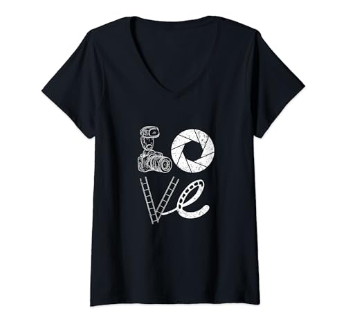 Damen Fotograf Geschenk - Fotografie Kamera T-Shirt mit V-Ausschnitt Damen Fotograf Geschenk - Fotografie Kamera T-Shirt mit V-Ausschnitt von Fotografen Geschenke & Ideen
