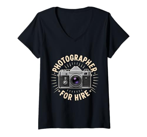 Damen Photographer for Hire Event Gig Memories - T-Shirt mit V-Ausschnitt Damen Photographer for Hire Event Gig Memories - T-Shirt mit V-Ausschnitt von Fotografereignis Gigs