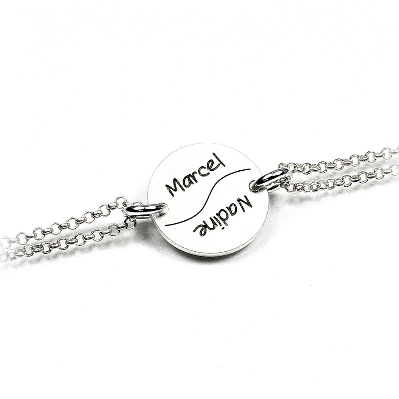1x Teilbarer Anhänger Mit Gravur Partnerkette Partnerschmuck Gravurplatte 2x 45cm Ketten 925 Silber Individuelle | Ps30 Ke2 von Fotoschmuck24