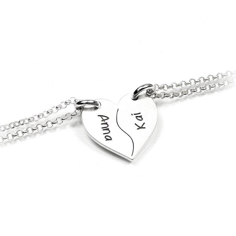 1x Teilbarer Anhänger Mit Gravur Partnerkette Partnerschmuck Gravurplatte 2x 45cm Ketten 925 Silber Individuelle | Ps31 Ke2 von Fotoschmuck24