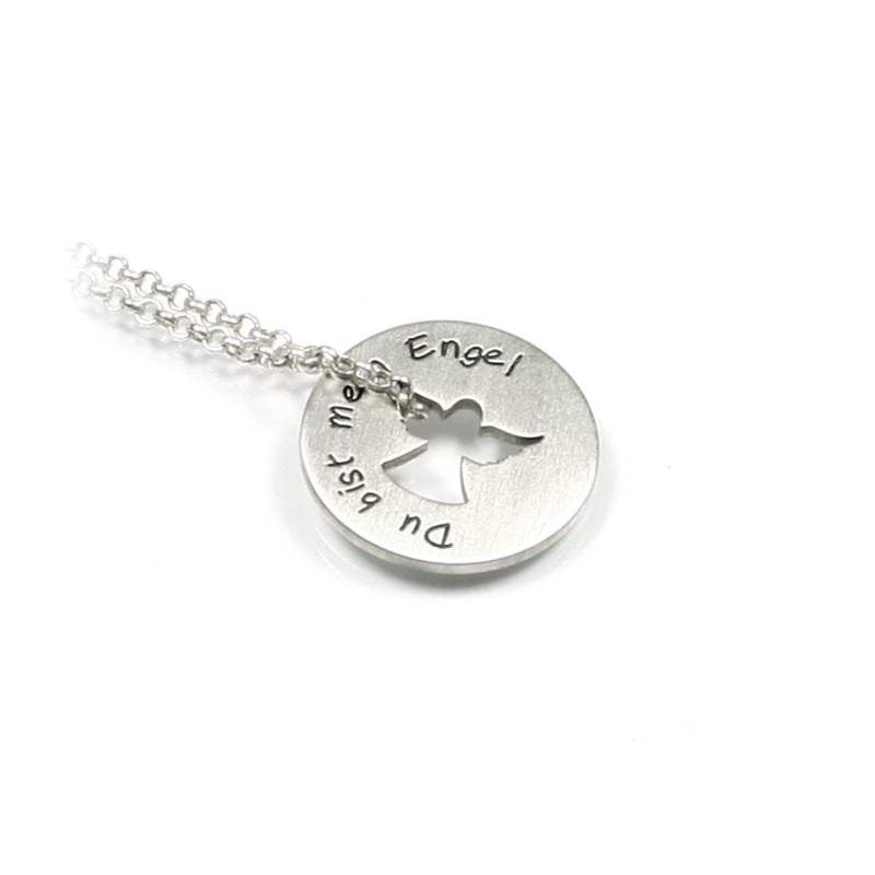 Angel Anhänger Mit Gravur Engel Symbol 45 cm Kette 925 Silber Individuell Wunsch Namenskette Datum Initiale Damen Herren | Ps22Ke2 | R von Fotoschmuck24