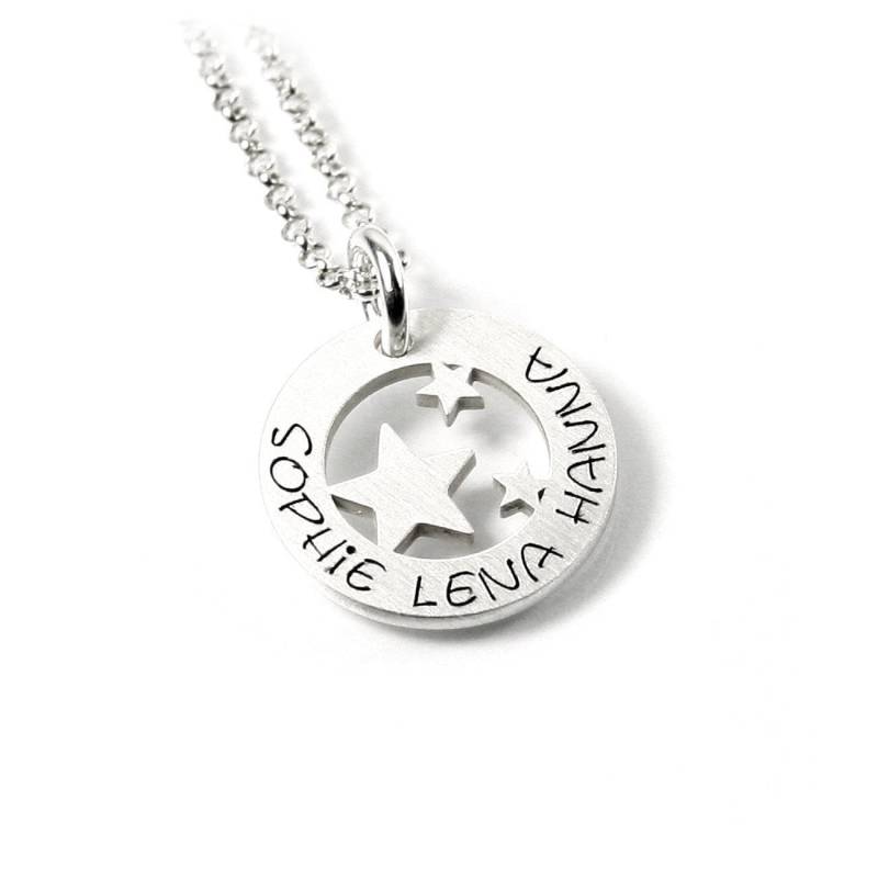 Anhänger + 45 cm Lange Kette 925 Silber Mit Individueller Gravur Sterne Sternchen Stern Namenskette Datum Damen Herren Initiale | Ps103Ke2 von Fotoschmuck24