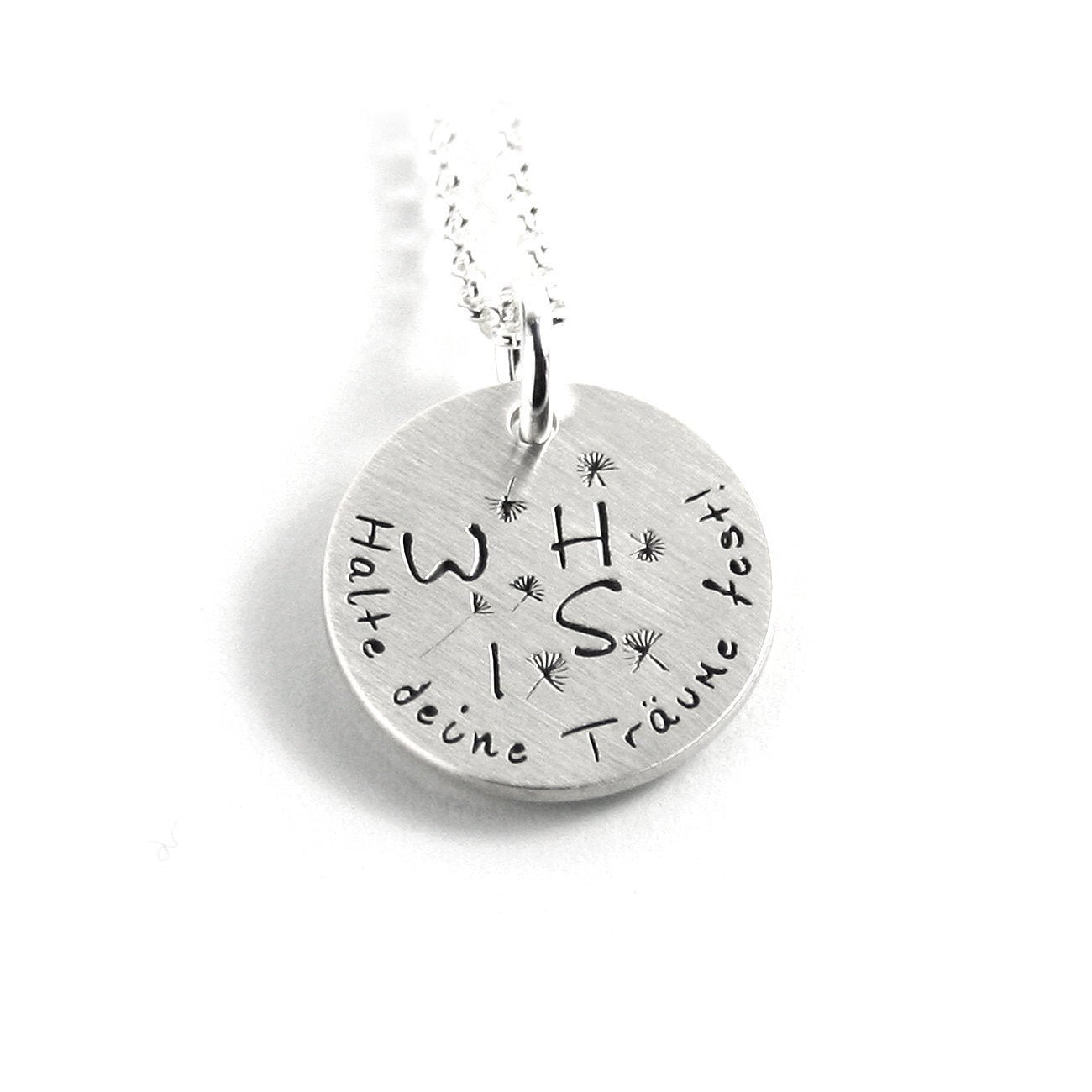 Anhänger Gravur Pusteblume Vergänglichkeit Symbol Neubeginn Loslassen Wünsche Erinnerung Gedenken Glück Kette 925 Silber Rund Name |Ps318Ke2 von Fotoschmuck24