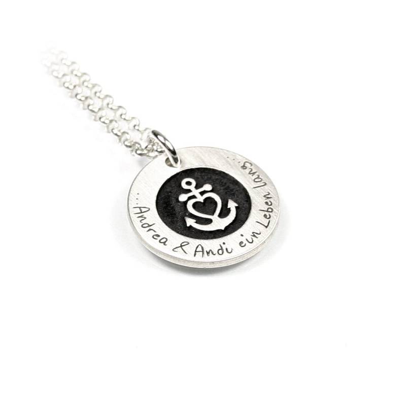 Anhänger Herzanker Und Kette Aus 925 Silber Mit Individueller Gravur | Rund Anker Herz Namenskette Datum Initiale Ps48Ke2 von Fotoschmuck24