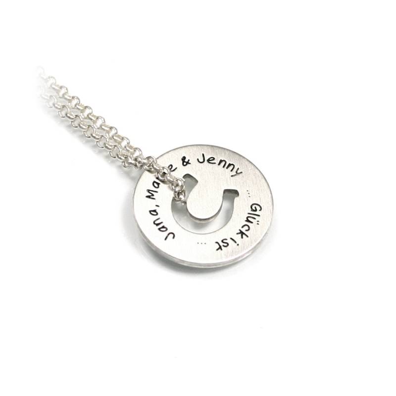 Anhänger Hufeisen Glück Pferd Symbol Mit 45 cm Kette Beides 925 Silber Individuelle Wunsch Gravur Namenskette Datum Initiale | Ps15Ke2 | R von Fotoschmuck24