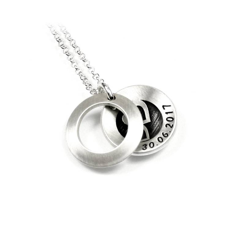 Anhänger Medaillon Mit Gravur 45 cm Lange Kette Beides 925 Silber Ihre Individuelle Herz Herzchen Herzen Schmuck Form Rund | Psd1Ke2 von Fotoschmuck24