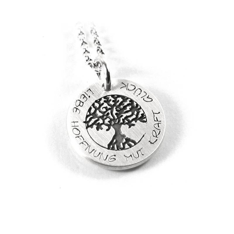 Anhänger Mit Gravur Baum Des Lebens Kette 925 Silber Symbol | Damen Herren Unisex Glaube Religion Form Rund Namenskette Datum Name |Ps255Ke2 von Fotoschmuck24