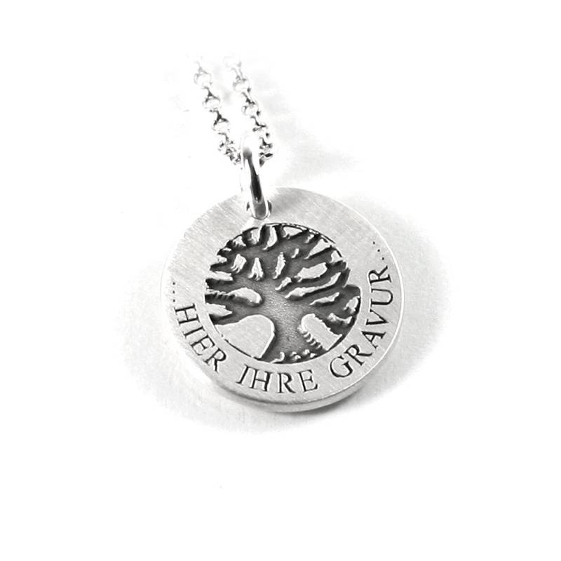 Anhänger Mit Gravur Baum Des Lebens Kette 925 Silber Symbol | Damen Herren Unisex Glaube Religion Form Rund Namenskette Datum Name |Ps257Ke2 von Fotoschmuck24