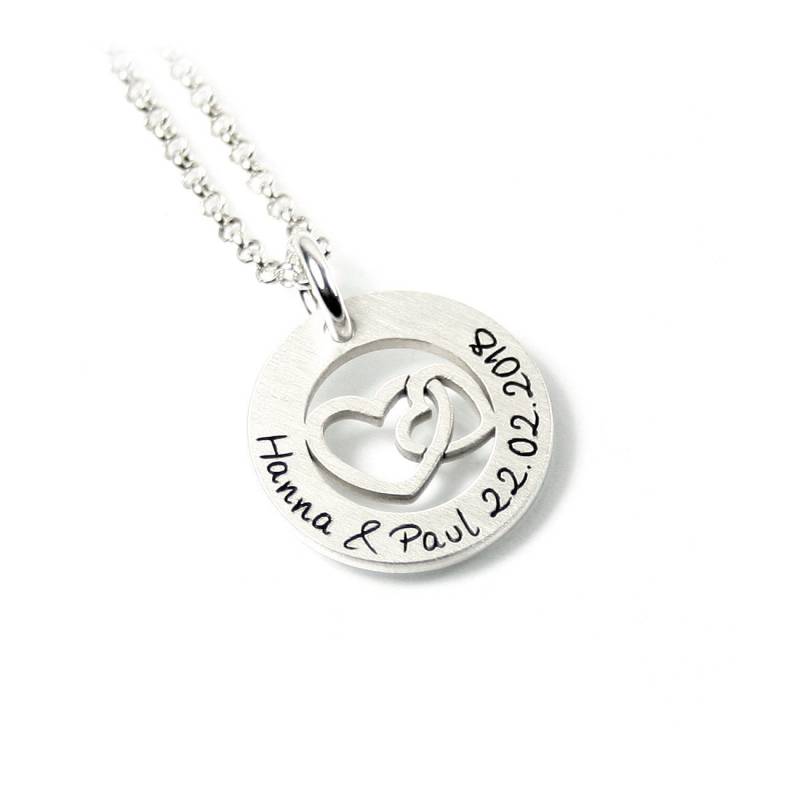 Anhänger Mit Gravur Erbskette Beides 925 Silber Zwei Herzen Herz in Doppelherz Liebe Love Symbol Namenskette Partnerschmuck | Ps98Ke2 von Fotoschmuck24
