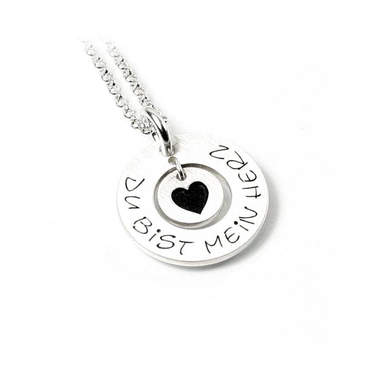 Anhänger Mit Gravur Herz Zeichen - Herzchen Symbol 45 cm Kette 925 Silber Individuell | Form Rund Namenskette Initiale Datum Ps92Ke2 von Fotoschmuck24
