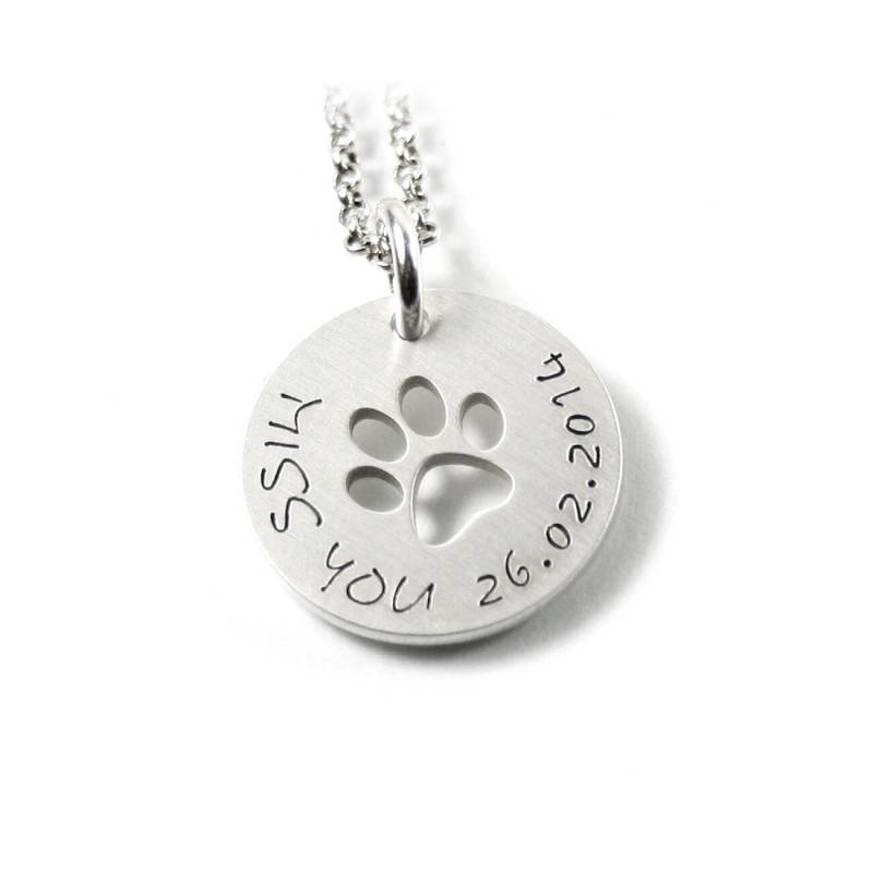 Anhänger Mit Gravur Hund Hundepfote Pfote Katze Abdruck Kette 925 Silber Haustier Name Geschenk Namenskette Datum Initiale |Ps132Ke2 von Fotoschmuck24