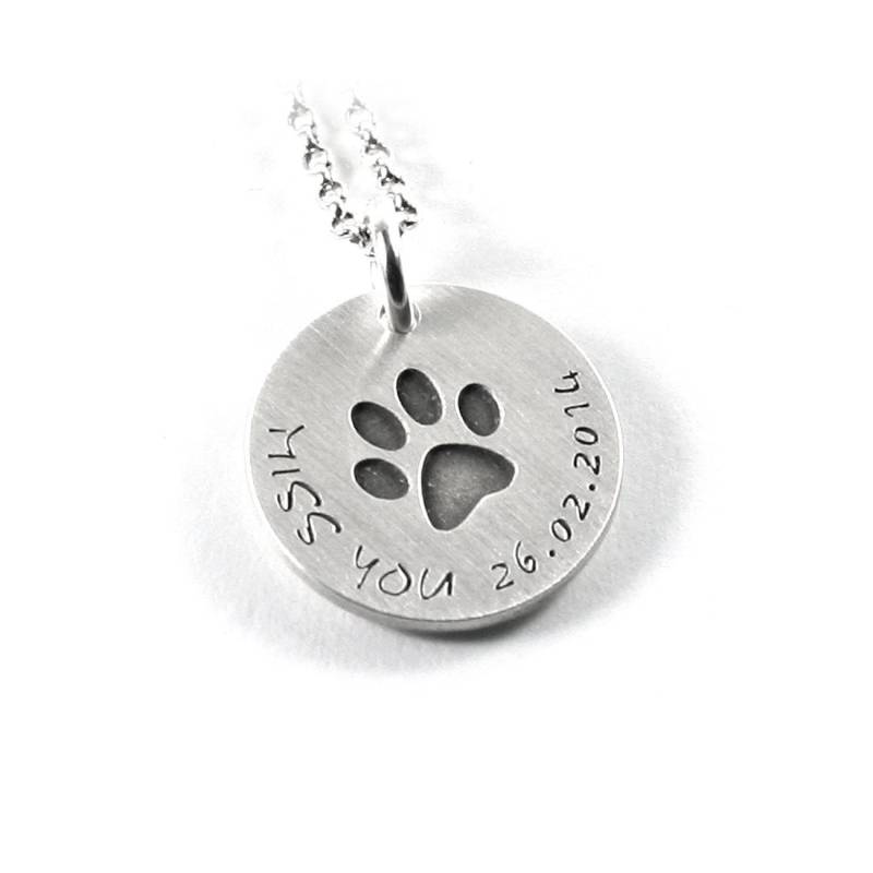 Anhänger Mit Gravur Hund Hundepfote Pfote Katze Abdruck Kette 925 Silber Haustier Name Geschenk Namenskette Datum Initiale |Ps323Ke2 von Fotoschmuck24
