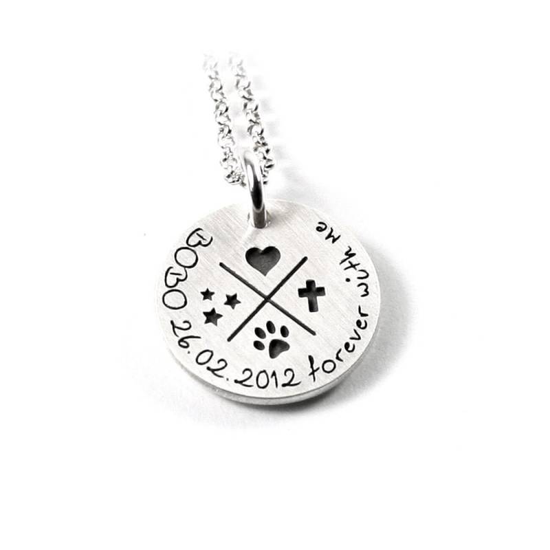 Anhänger Mit Gravur Hund Sterne Knochen Pfote Kreuz Symbol Andenken Katze 925 Silber Name Geschenk Namens Kette Datum Initiale Neu |Ps166Ke2 von Fotoschmuck24