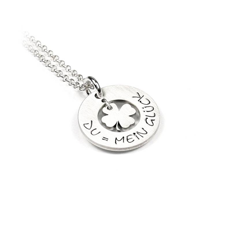 Anhänger Mit Gravur Kleeblatt 45 cm Lange Kette Aus 925 Silber Klee Blatt Glücks Glück Symbol Rund Namenskette Initiale Datum | Ps62Ke2 von Fotoschmuck24