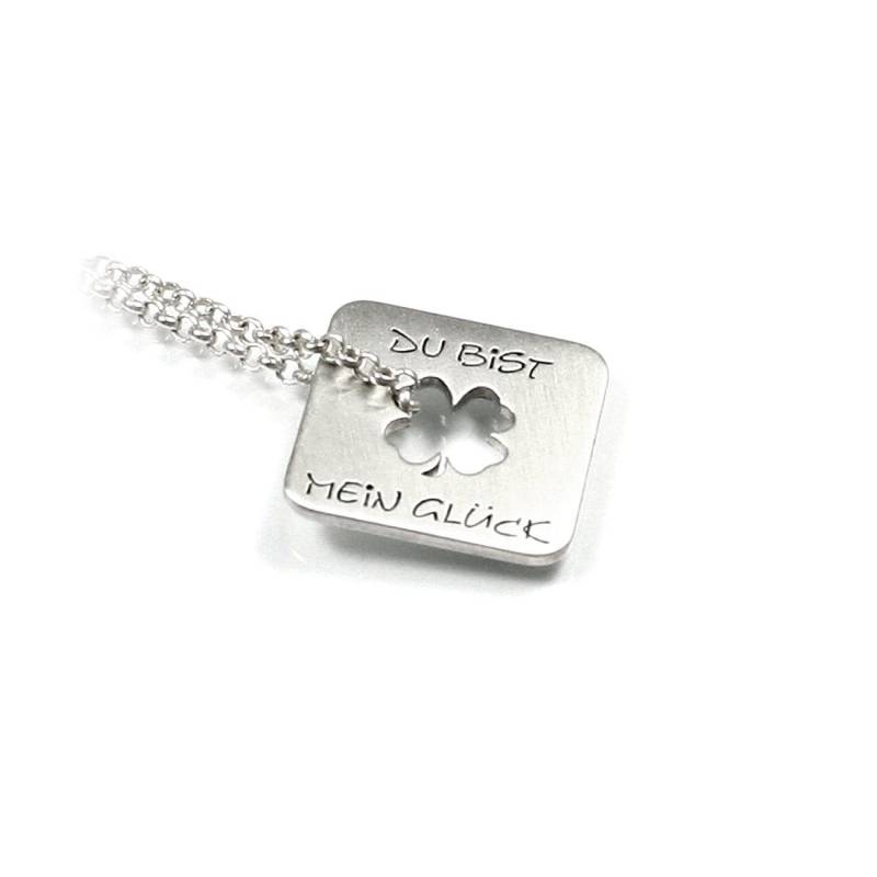 Anhänger Mit Gravur Kleeblatt Symbol 45 cm Kette Beides 925 Silber Individuell Wunsch Namenskette Datum Damen Herren | Ps17Ke2 | V von Fotoschmuck24