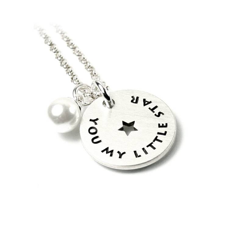 Anhänger Mit Ihrer Gravur 45 cm Kette 925Silber Individueller Stern Sternchen Symbol Rund Namenskette Datum | Ps85 Ke2 Pz19 von Fotoschmuck24