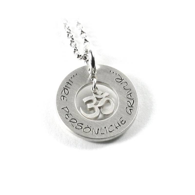 Anhänger Mit Ihrer Gravur Om Zeichen Symbol Aum Pranava Sanskrit Buddhismus Hinduismus 45cm Damen Herren Kette 925 Silber Rund | Ps305Ke2 von Fotoschmuck24