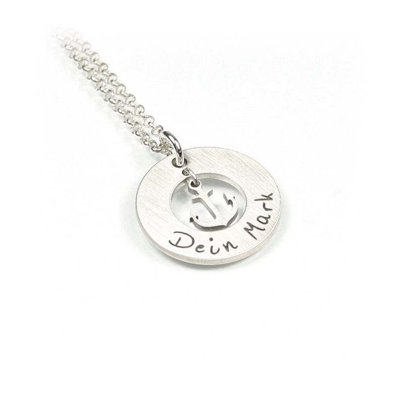 Anhänger Mit Individueller Gravur 45 cm Lange Kette 925 Silber Anker Symbol Rund Namenskette Initiale Schmuck Damen Herren Unisex | Ps58Ke2 von Fotoschmuck24