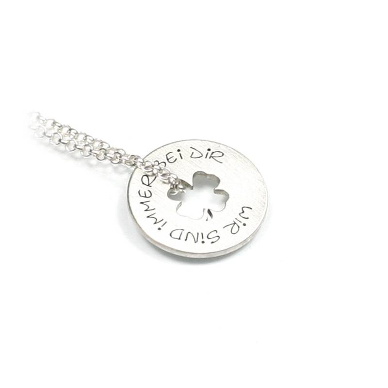 Anhänger Mit Wunsch Gravur Kleeblatt Symbol Glücksbringer Glück 45 cm Kette 925 Silber Individuell Namenskette Datum Initiale | Ps17Ke2 | R von Fotoschmuck24