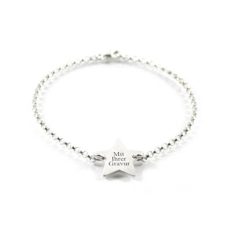 Armband Mit Individueller Gravur 925 Silber Stern Wunschtext Gravurschmuck Herz Kreuz Damenarmband Namensarmband Taufschmuck | Psa2Ke5 von Fotoschmuck24