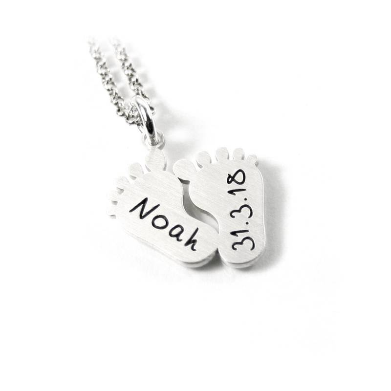 Babyfuß Abdruck Anhänger Mit Ihrer Gravur Kette 925 Silber Baby Geschenk Geburt Taufe Taufschmuck Taufkette Datum Name | Ps137Ke2 von Fotoschmuck24
