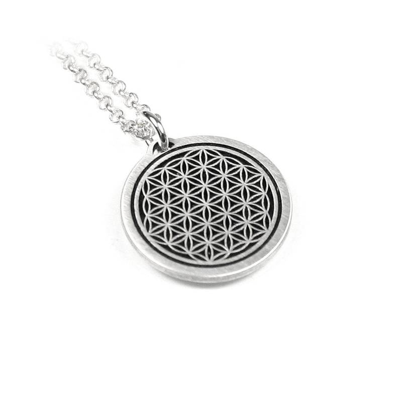 Blume Des Lebens Anhänger 45 cm Lange Kette Aus 925 Silber Individuelle Gravur Symbol Form Rund Namenskette | Ps43Bke2 von Fotoschmuck24