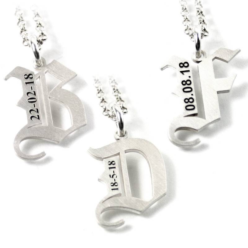 Buchstabe Buchstaben Anhänger A-Z Mit Ihrer Gravur Alle Möglich 925 Silber Partnerschmuck Damen Herren Unisex | Pab3 Ke2 von Fotoschmuck24