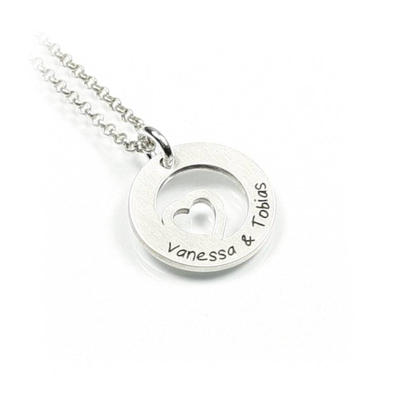 Herz Anhänger Mit Individueller Gravur Kette 925 Silber Liebe Love Symbol Rund Partnerschmuck | Namenskette Datum Initiale Ps24Ke2 von Fotoschmuck24